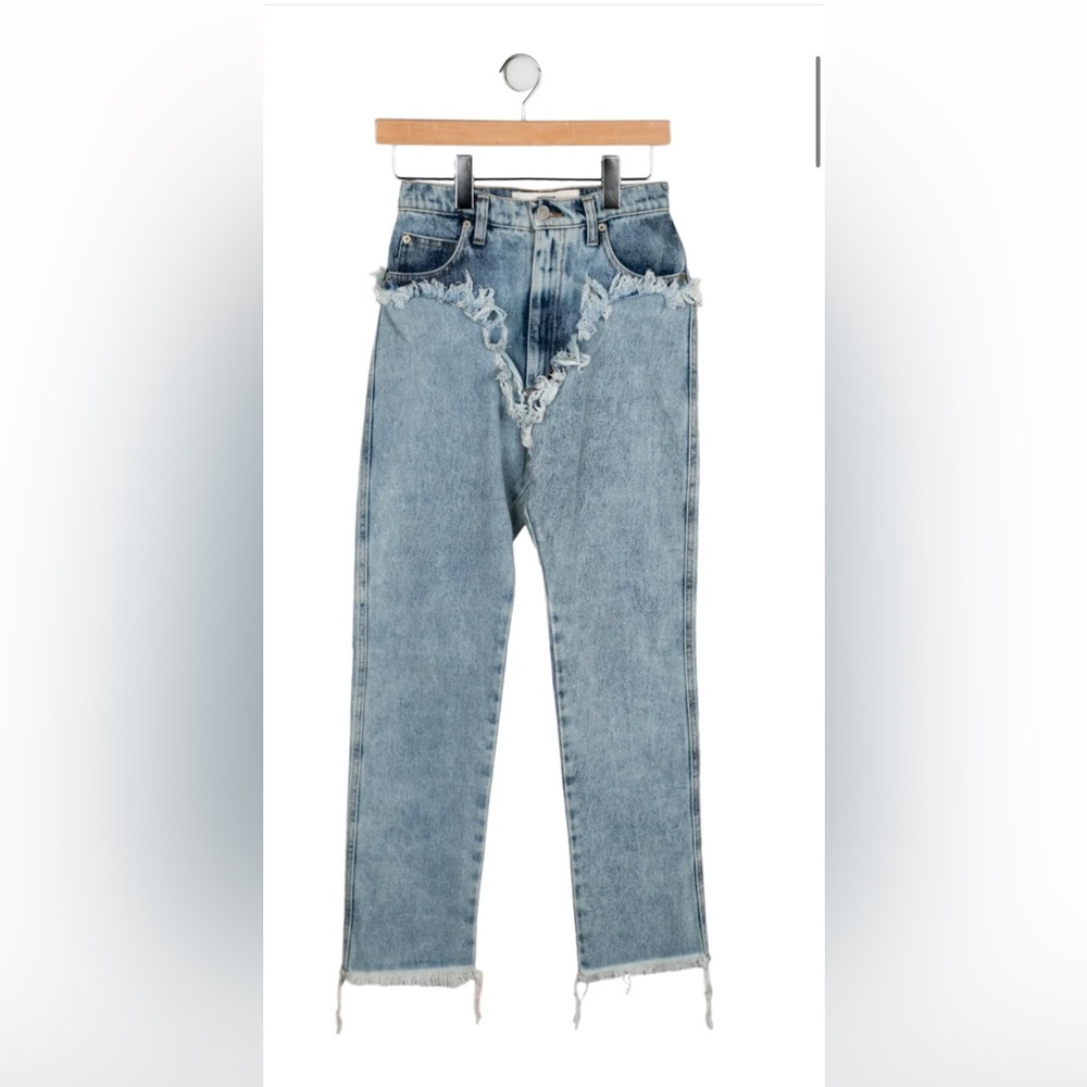 Natasha Zinko High-rise Straight Jeans with Distressed Accents